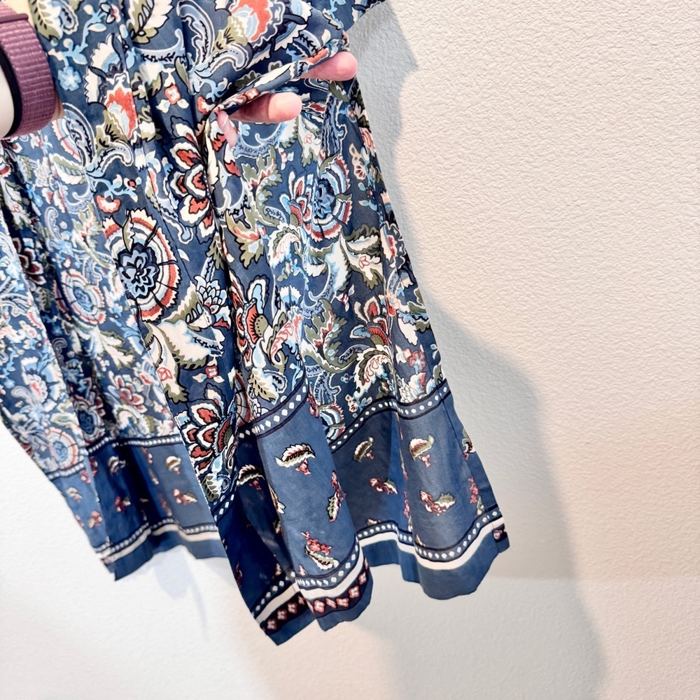 Boho Paisley Midi Duster Kimono Cottagecore Floral Open Front Cardigan M L Loft - Picture 5 of 7